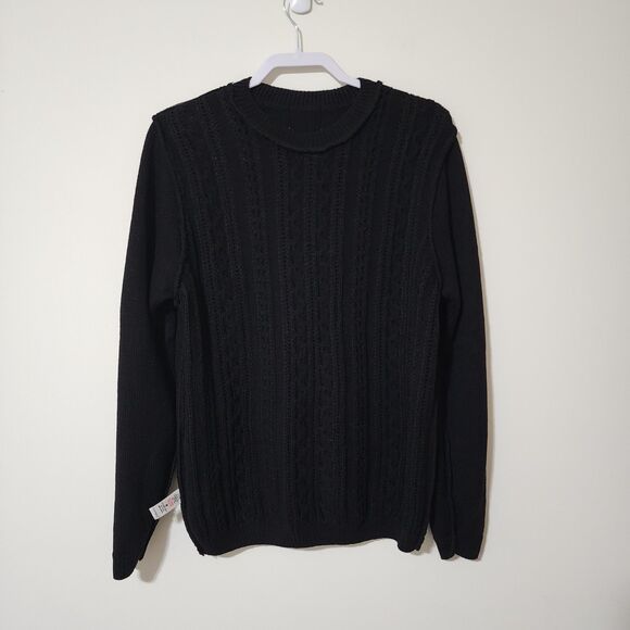 NWT Topman Mens Crew Neck Pullover Sweater Black Acrylic Made in Britain Size M - Picture 3 of 7